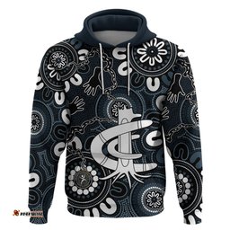 custom carlton blues naidoc week 2024 hoodie fire burning aboriginal dots art