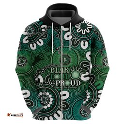 naidoc week 2024 fire burning hoodie aboriginal dots green art