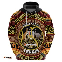 personalised australia tennis hoodie aussie indigenous art