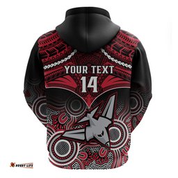 personalised essendon football hoodie bombers aboriginal mix polynesian pattern