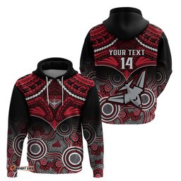 personalised essendon football hoodie bombers aboriginal mix polynesian pattern