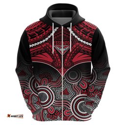 personalised essendon football hoodie bombers aboriginal mix polynesian pattern