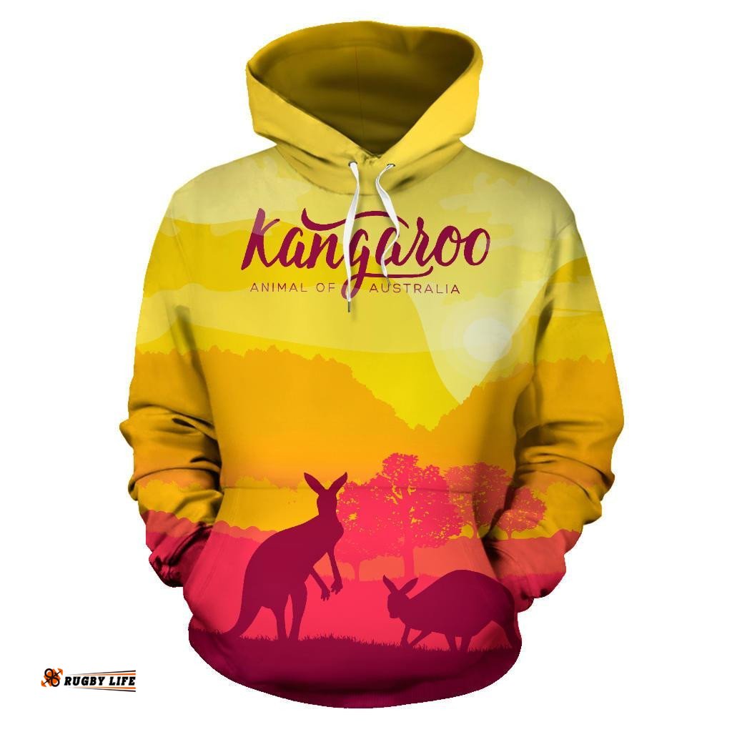 Hoodie Kangaroo Hoodie Morning Uluru Landscape Art All Over Print Unisex