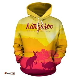 Hoodie Kangaroo Hoodie Morning Uluru Landscape Art All Over Print Unisex