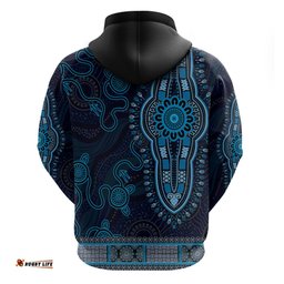 blue african dashiki with australia aboriginal art hoodie