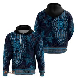 blue african dashiki with australia aboriginal art hoodie