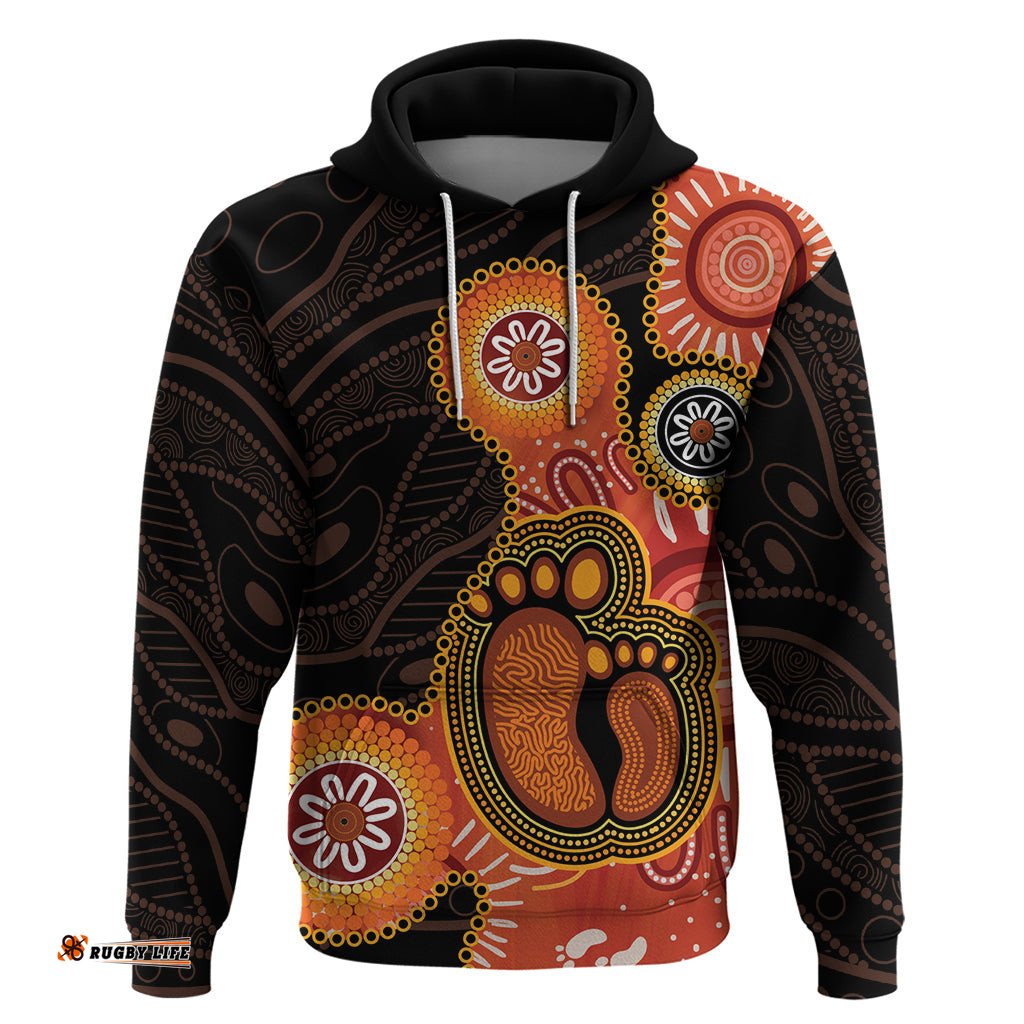 australia mothers day hoodie mom and baby footprint indigenous