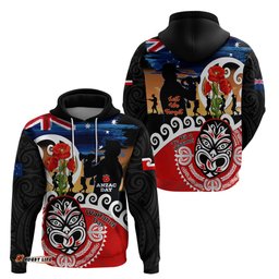 new zealand waitangi and anzac day hoodie aotearoa maori tiki with last post