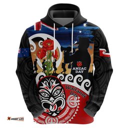 new zealand waitangi and anzac day hoodie aotearoa maori tiki with last post