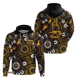 custom hawthorn naidoc week 2024 hoodie fire burning aboriginal dots art