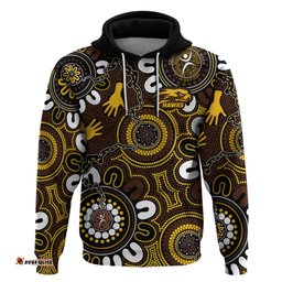custom hawthorn naidoc week 2024 hoodie fire burning aboriginal dots art