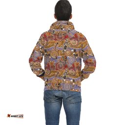 Aboriginal Hoodie, Kangaroo Koala Crocodile Patterns Pullover