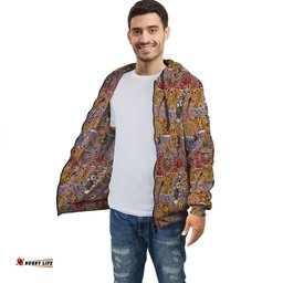 Aboriginal Hoodie, Kangaroo Koala Crocodile Patterns Pullover