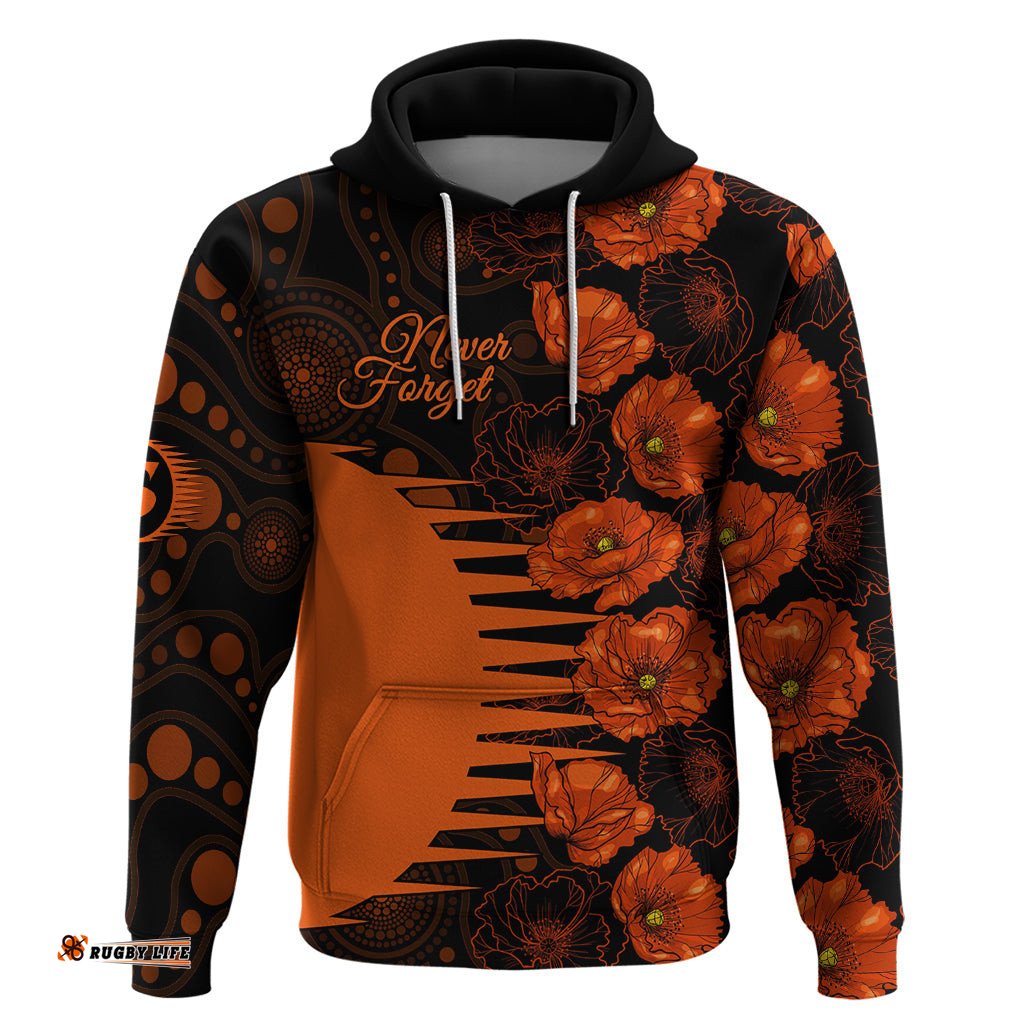 scorchers cricket never forget custom hoodie anzac day with poppy aboriginal