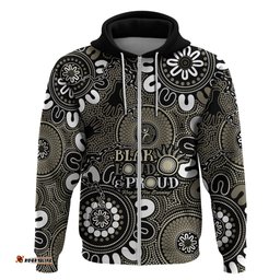 naidoc week 2024 fire burning hoodie aboriginal dots black art
