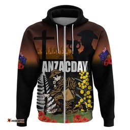 new zealand and australia anzac day hoodie soldier and last post camouflage pattern