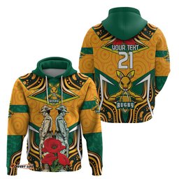 australia wallabies rugby anzac custom hoodie poppy soldier with aboriginal dots art