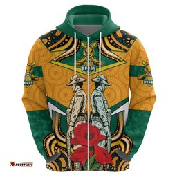 australia wallabies rugby anzac custom hoodie poppy soldier with aboriginal dots art