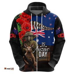 new zealand and australia anzac day hoodie national flag mix kiwi bird and kangaroo soldier style