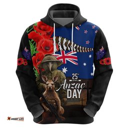new zealand and australia anzac day hoodie national flag mix kiwi bird and kangaroo soldier style