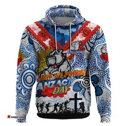 personalised bulldogs anzac day hoodie aboriginal rising sun dt02