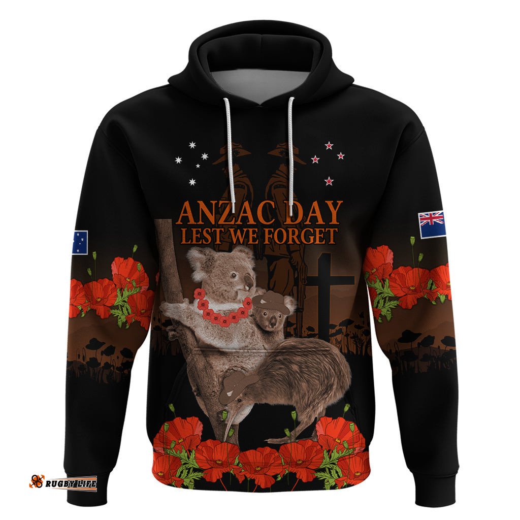 koala and kiwi bird anzac day custom hoodie soldier style