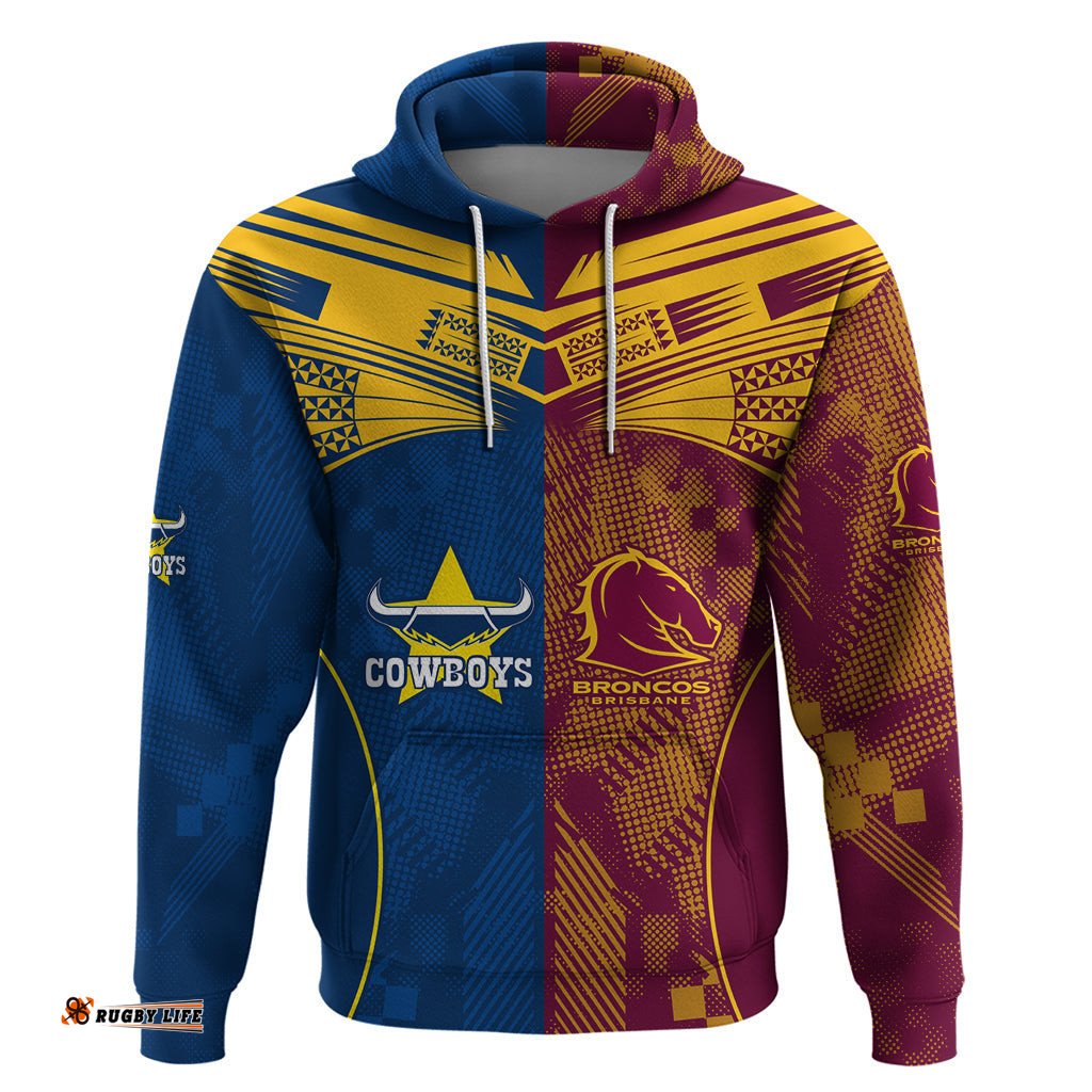 custom nrl cowboys and broncos hoodie sporty style