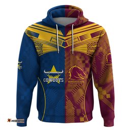 custom nrl cowboys and broncos hoodie sporty style