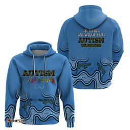 australia autism awareness hoodie in april we wear blue aboriginal lizard