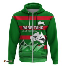 custom australia day rabbitohs hoodie nrl 2024 sydney opera house with map