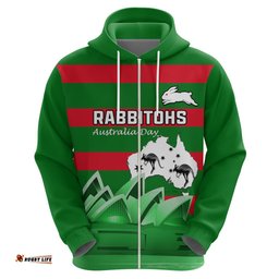 custom australia day rabbitohs hoodie nrl 2024 sydney opera house with map