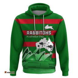 custom australia day rabbitohs hoodie nrl 2024 sydney opera house with map