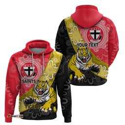 personalised richmond and st kilda football hoodie tigers saints together aboriginal art