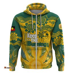 custom socceroos naidoc week 2024 hoodie indigenous burning fire national colors
