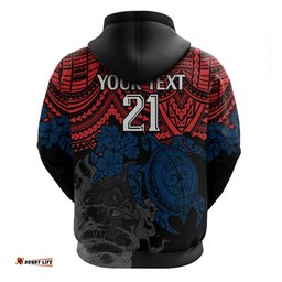 custom roosters rugby hoodie sydney hibiscus and turtle with polynesian pattern