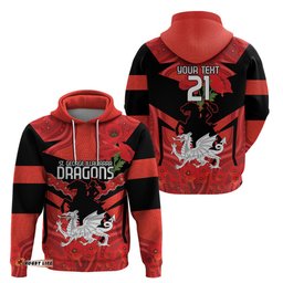 custom dragons rugby anzac hoodie gallipoli soldier with aboriginal art