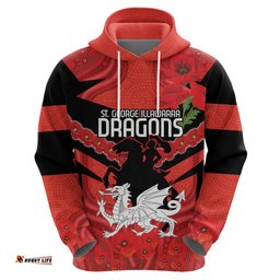 custom dragons rugby anzac hoodie gallipoli soldier with aboriginal art