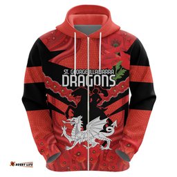 custom dragons rugby anzac hoodie gallipoli soldier with aboriginal art