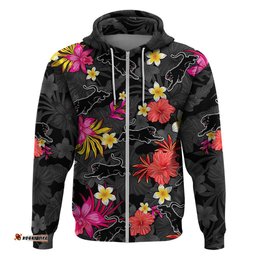 panthers rugby hoodie beautiful floral pattern spring summer vibe