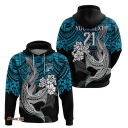custom sharks rugby hoodie hibiscus and sharkies tattoo with polynesian pattern