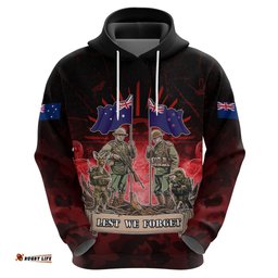 australia and new zealand anzac day hoodie soldiers lest we forget
