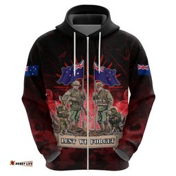 australia and new zealand anzac day hoodie soldiers lest we forget