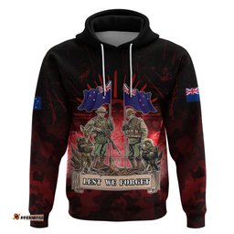 australia and new zealand anzac day hoodie soldiers lest we forget