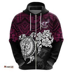 custom sea eagles rugby hoodie silvertails hibiscus and turtle with polynesian pattern