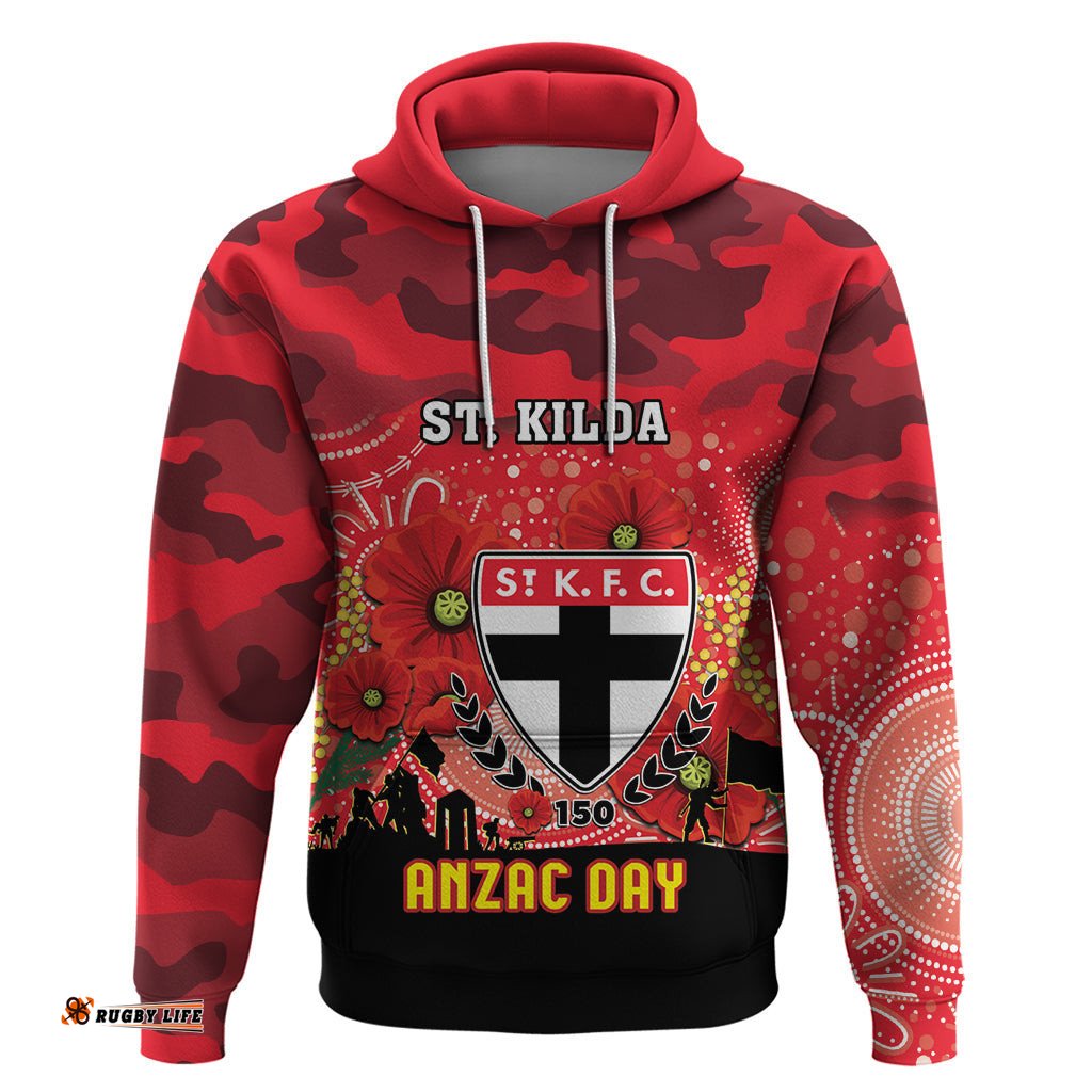 custom st kilda football anzac hoodie gallipoli camouflage with poppies