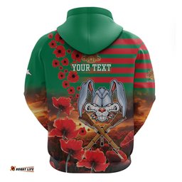 personalised rabbitohs rugby anzac hoodie starry night and field of poppies