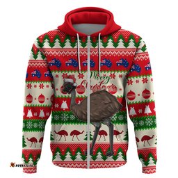 australia christmas hoodie aussie emu santa merry xmas