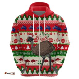 australia christmas hoodie aussie emu santa merry xmas