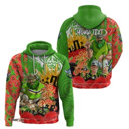 personalised mascot raiders anzac hoodie lest we forget dt02