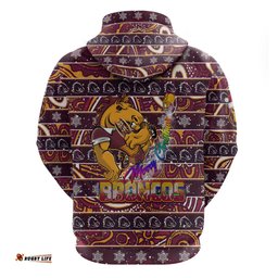 brisbane broncos christmas hoodie rugby australia mascot dt02